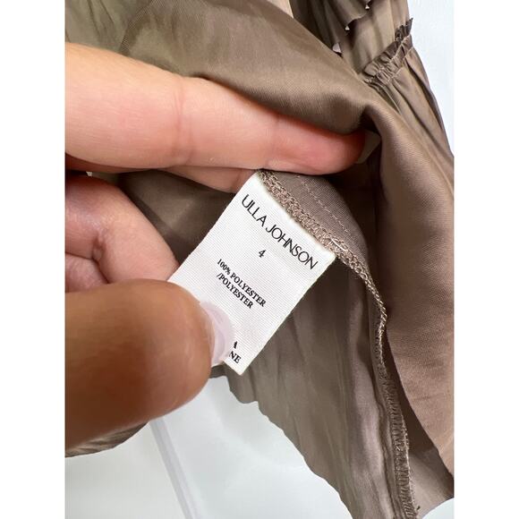 NEW Ulla Johnson Lucy Tiered Long Sleeves Ruffled Neck Blouse Mica Brown Size: 4 - Picture 5 of 7